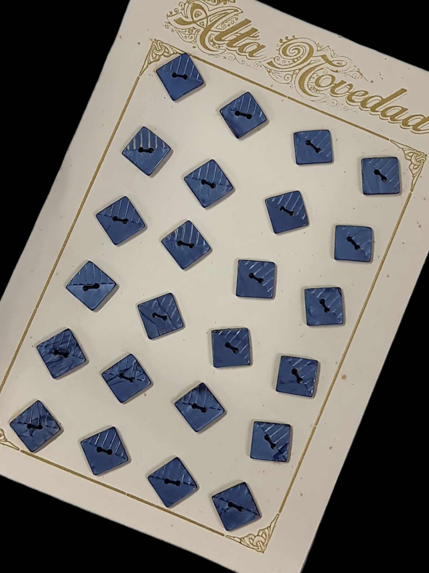 Botones de los años 20 cuadrados color azul azafata