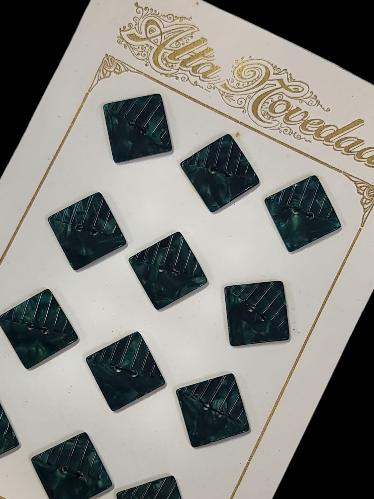 Botones de los años 20 cuadrados color esmeralda