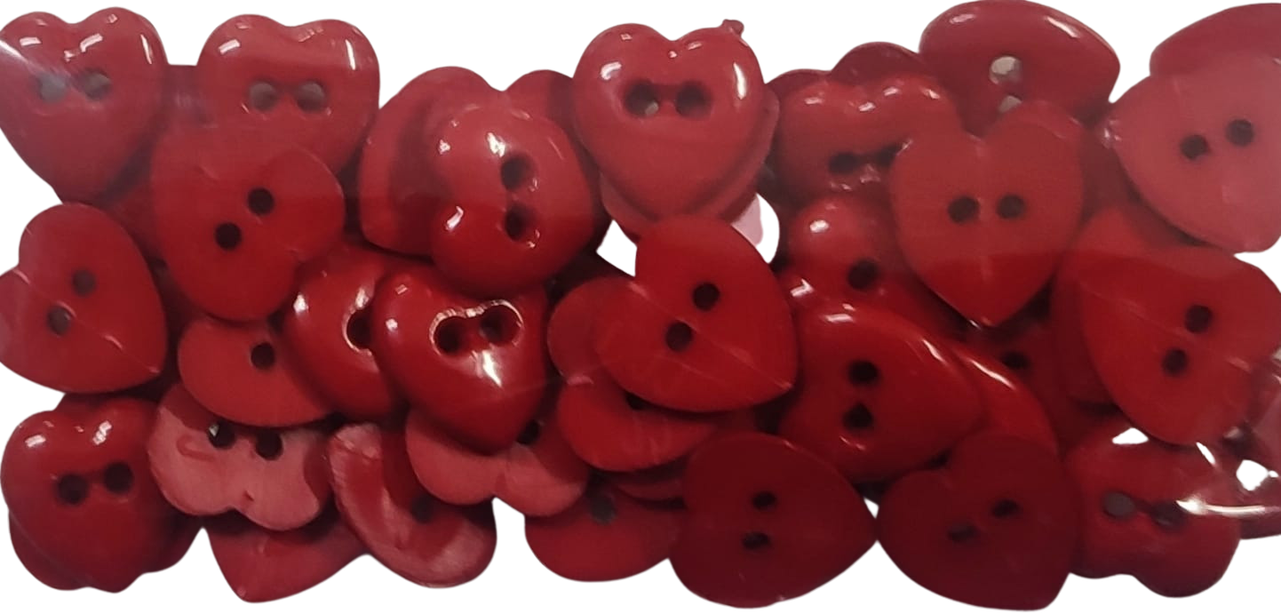 Botones corazónes rojos
