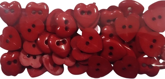 Botones corazónes rojos